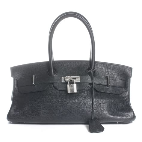 hermes taurillon clemence jpg birkin 42 soleil|42cm Hermes Black Taurillon Clemence JPG Shoulder Birkin.